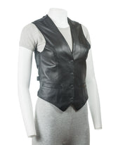 Ladies Half Skin Leather Waistcoat: Lydia
