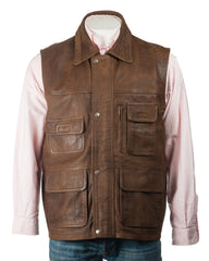Men's Nubuck Outdoor Leather Waistcoat: Valentino