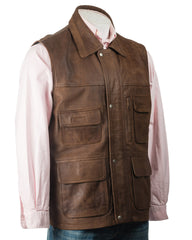 Men's Nubuck Outdoor Leather Waistcoat: Valentino
