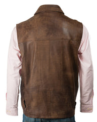 Men's Nubuck Outdoor Leather Waistcoat: Valentino