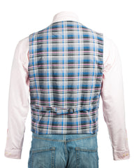 Men's Blue Half Skin Leather Waistcoat: Vito