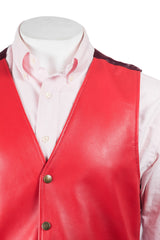 Men's Red Half Skin Leather Waistcoat: Vito