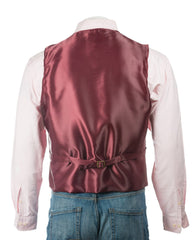 Men's Red Half Skin Leather Waistcoat: Vito
