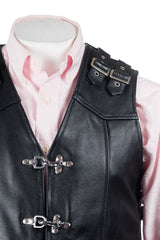 Men's Hide Clip Fastened Leather Waistcoat: Matteo