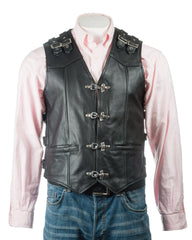 Men's Hide Clip Fastened Leather Waistcoat: Matteo