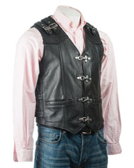 Men's Hide Clip Fastened Leather Waistcoat: Matteo