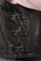 Men's Hide Clip Fastened Leather Waistcoat: Matteo