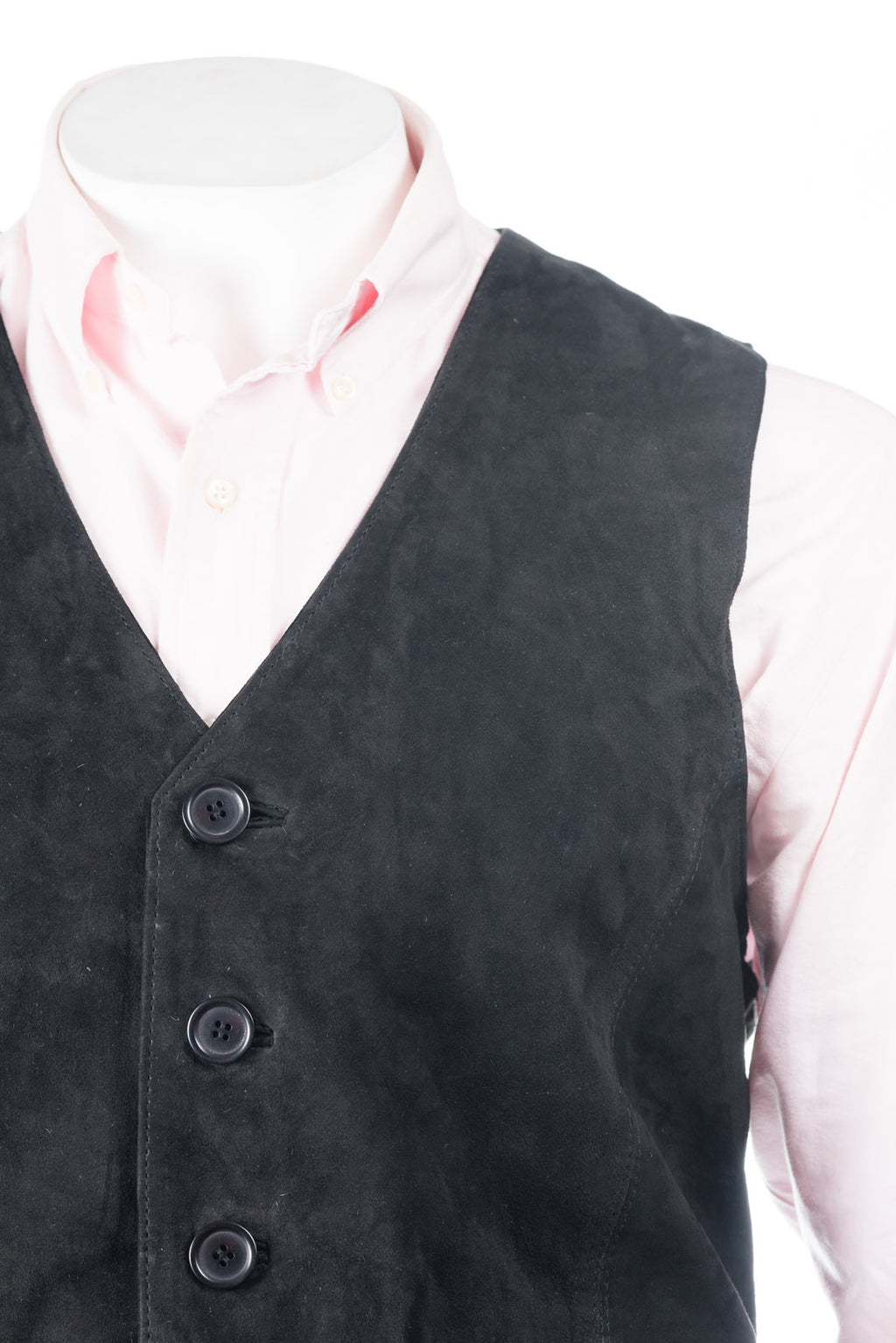 Men's Black Suede Button-Up Waistcoat: Leo