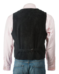 Men's Black Suede Button-Up Waistcoat: Leo