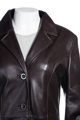 Ladies Full Length Classic Brown Leather Coat: Vita