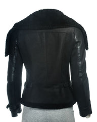 Ladies Black Sheepskin Jacket With Oversized Collar: Rita