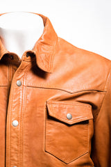 Men's Tan Shirt Style Leather Jacket: Renzo
