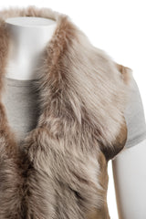 Ladies Beaver Coloured Longline Shearling Sheepskin Toscana Gilet: Marcella