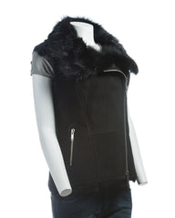 Ladies Black Zipped Toscana Sheepskin Gilet: Renata