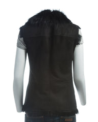 Ladies Black Zipped Toscana Sheepskin Gilet: Renata