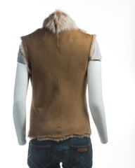 Ladies Beaver Coloured Toscana Shearling Sheepskin Gilet: Diana