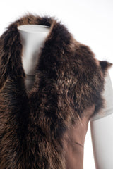 Ladies Brown Longline Shearling Sheepskin Toscana Gilet: Marcella