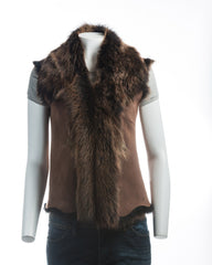 Ladies Brown Toscana Shearling Sheepskin Gilet: Diana