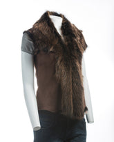 Ladies Brown Toscana Shearling Sheepskin Gilet: Diana
