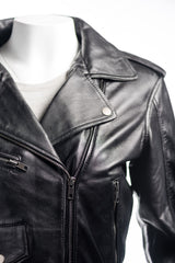 Ladies Short Fitted Asymmetric Zip Leather Biker Jacket: Alessandra