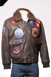 Men's Brown Top Gun Style Aviator Flight A2 Leather Jacket: Maverick