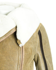 Ladies Whisky Sheepskin Jacket With Oversized Collar: Rita