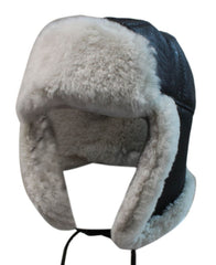 Dark Brown and Cream Sheepskin Pilot Hat