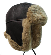 Dark Brown and Ginger Sheepskin Pilot Hat