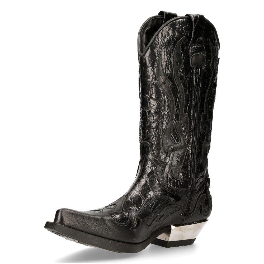 NEW ROCK - M-7921-S1 Western Style Black Flame Boots