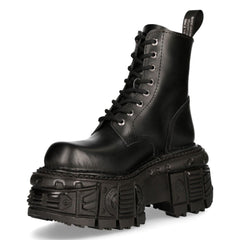 NEW ROCK - M-MILI084N-S5 Platform Military Style Biker Boots