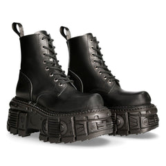 NEW ROCK - M-MILI084N-S5 Platform Military Style Biker Boots