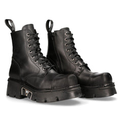 NEW ROCK - M-NEWMILI083-S19 Military Style Chunky Biker Boots