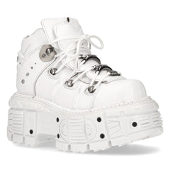 NEW ROCK - M-TANK106-C1 - White Lace Up Tower Shoes