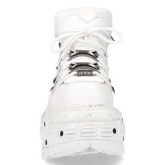 NEW ROCK - M-TANK106-C1 - White Lace Up Tower Shoes