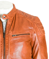 Men's Tan Biker Style Leather Jacket: Calvino