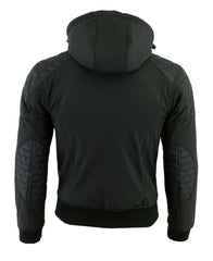Men's Soft Shell Waterproof Motorcycle Hoodie Jacket With CE Armour