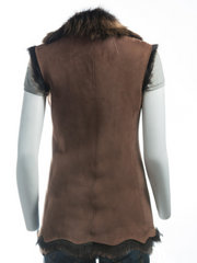 Ladies Brown Longline Shearling Sheepskin Toscana Gilet: Marcella