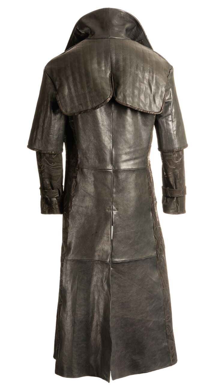 Men's Full Length Embossed Leather Duster Coat: Hugo