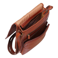 Deep Tan Flap Over Cross Body Travel Bag