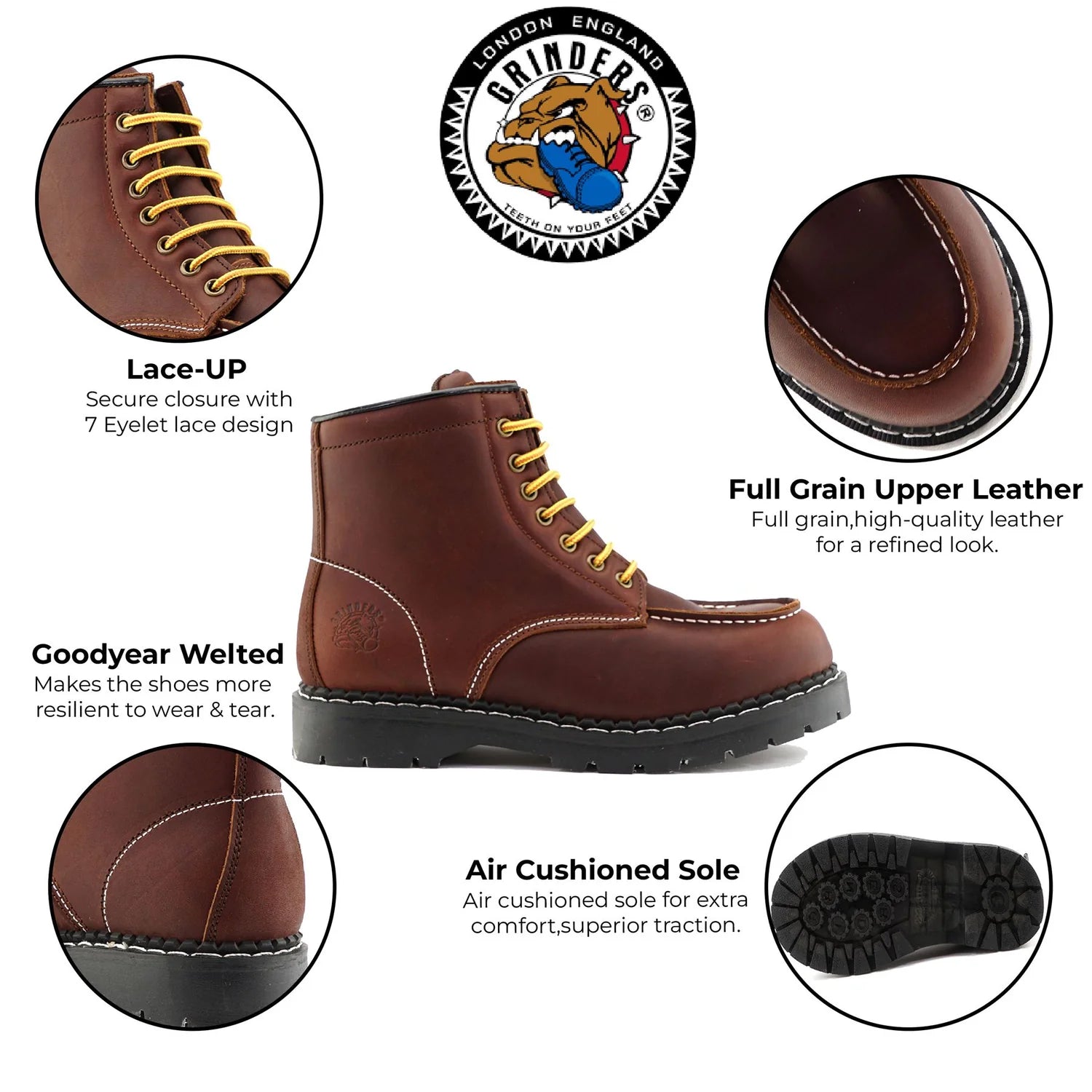 Grinders - Ryan ACS Burgundy Leather Western Indy Boots