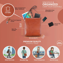 Deep Tan Flap Over Cross Body Travel Bag