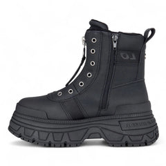 Buffalo - Womens Vegan Leather Black Zip Up Chunky Mid Platform Boots - Fusion