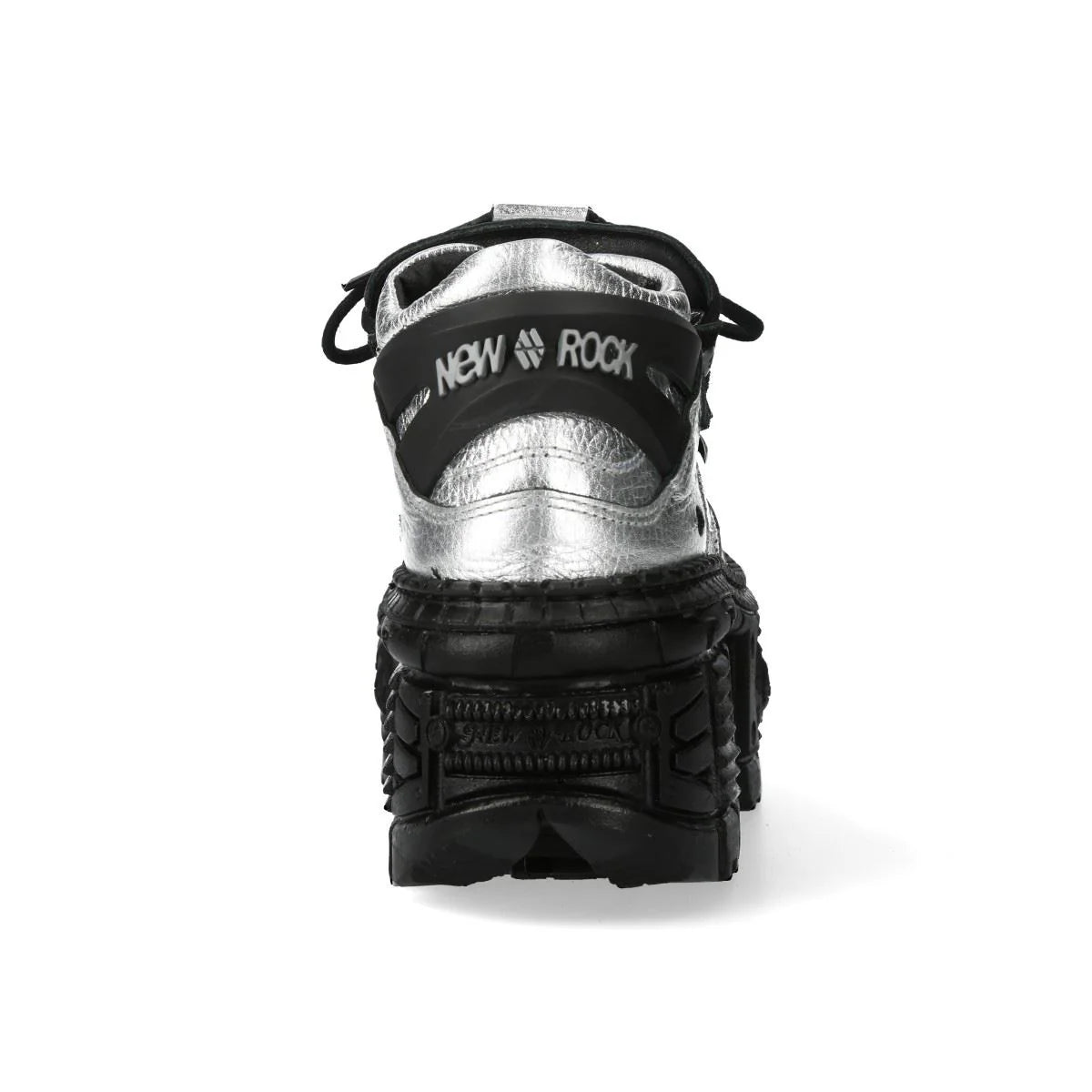 NEW ROCK - M-106WALL-C16 Metallic Silver Leather Platform Boots
