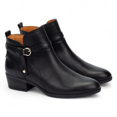 Pikolinos - Women's Daroca Black Leather Zip Heeled Ankle Boots