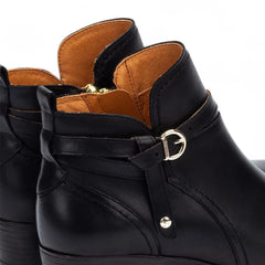Pikolinos - Women's Daroca Black Leather Zip Heeled Ankle Boots