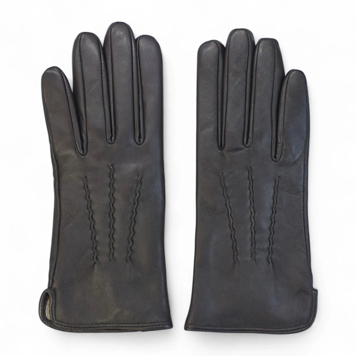 Womens Brown Italian Leather Gloves with Wool Lining