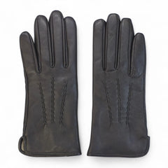 Womens Brown Italian Leather Gloves with Wool Lining