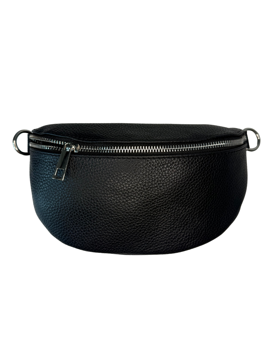 Women's Black Leather Bumbag with 2 Interchangeable Straps