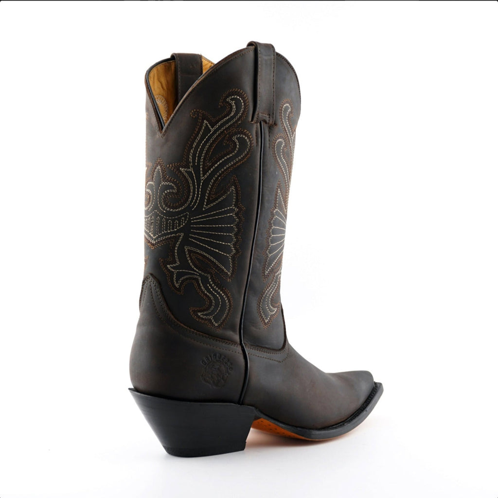 Grinders - Buffalo Brown Leather Cowboy / Western Style Boots