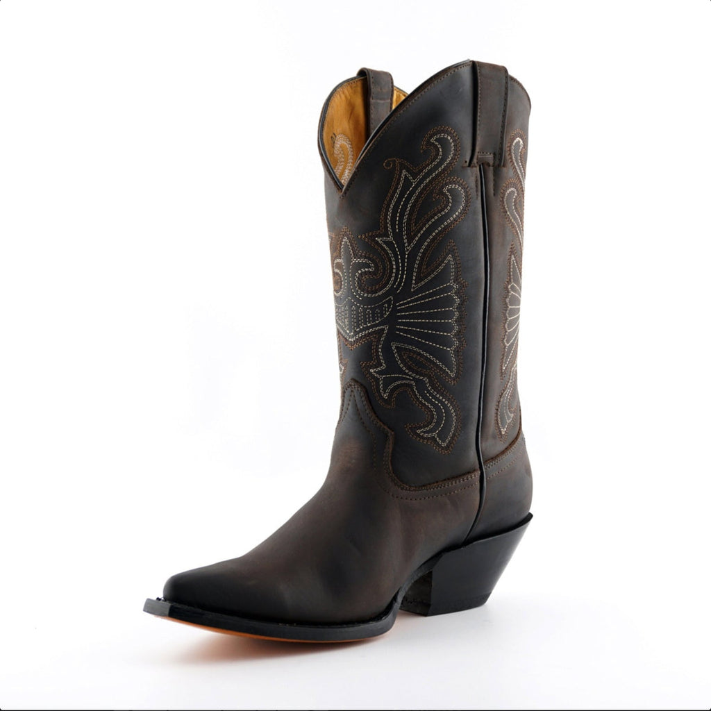 Grinders - Buffalo Brown Leather Cowboy / Western Style Boots